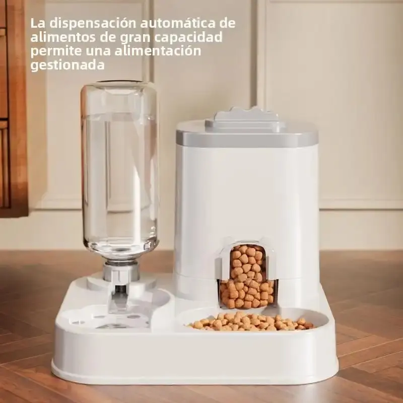 Dispensador de Agua para Perros y Gatos con Recipiente de Comida Integrado